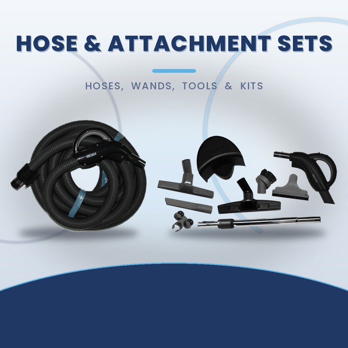 Hose & attachment sets for central vacuum systems
